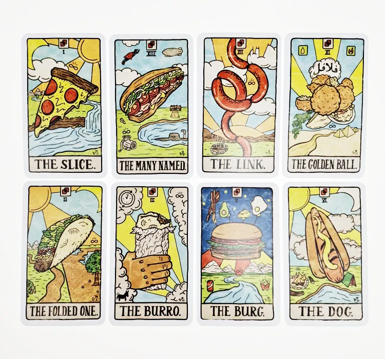 New Food Fortunes Tarot-Deck, Kartenbrettspiele, Palying für Partyspiel, 78 Stück Tarotkarten