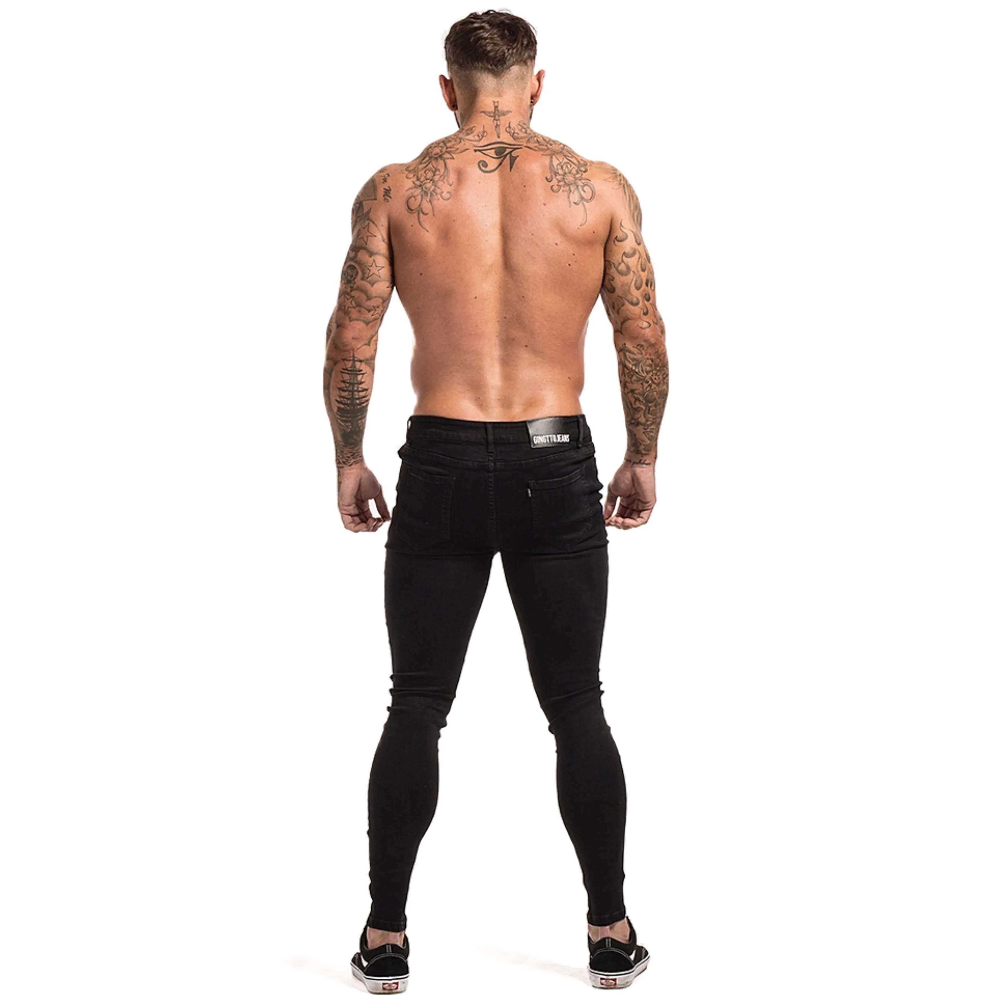 2020 hommes jean noir maigre déchiré jean taille élastique Streetwear hommes livraison directe jean Stretch Denim pantalon zm04