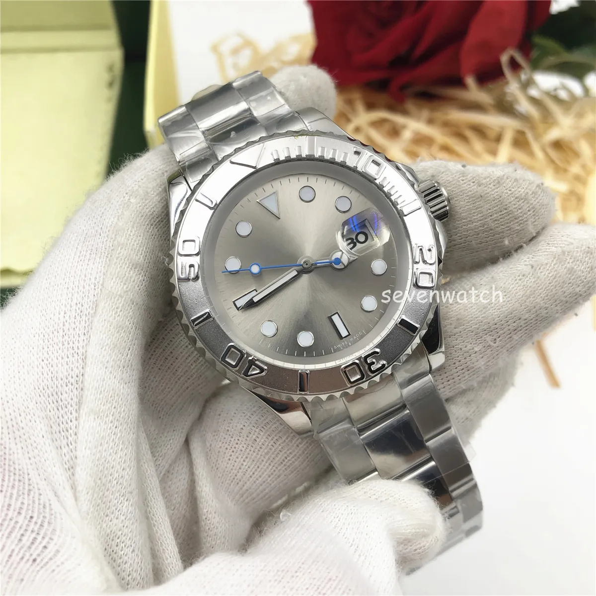 Herren Yacht 40mm Silberschiffsmeister Master Automatische Uhren Mechanische Sapphire Luminous Watch Montre de Luxe Verschluss Handgelenk Full STA271Q