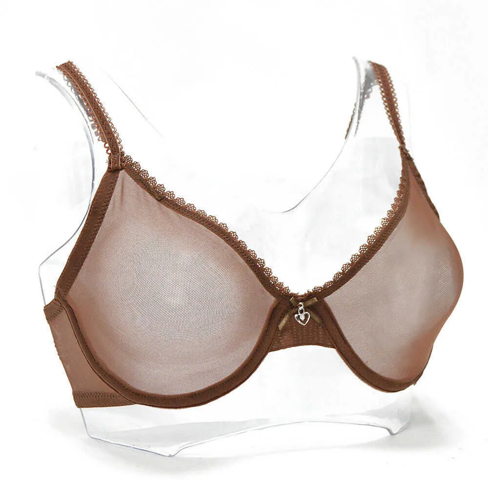 Reggiseno da donna trasparente trasparente con rete di garza trasparente Reggiseni ultra sottili B C D E F 75 80 85 90 95 100 US EU UK Drop 211012