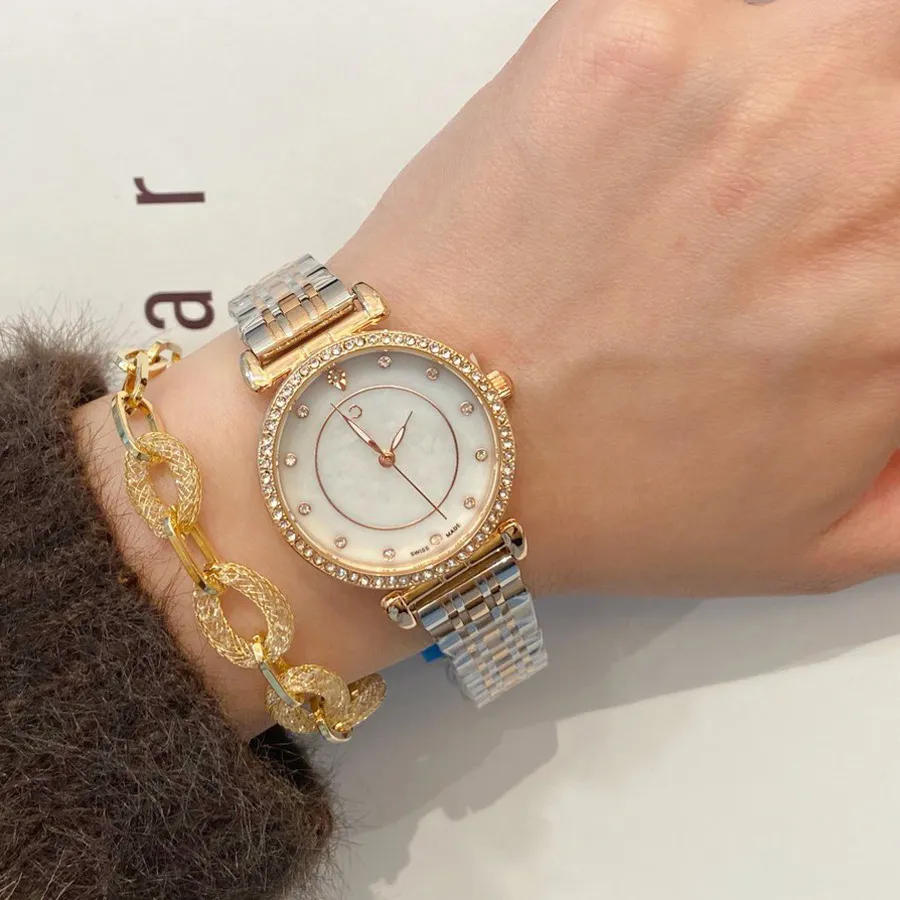 Modemerk Horloges Dames Meisje Mooi Kristal stijl Stalen Matel Band Polshorloge CHA49249s