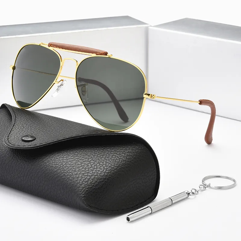 Vintage Classic 3422 OUTDOORSMAN CRAFT Style Leather Designer Man Sunglasses 2022 Brand Optical Glass Lens Sun Glasses Oculos De S285h