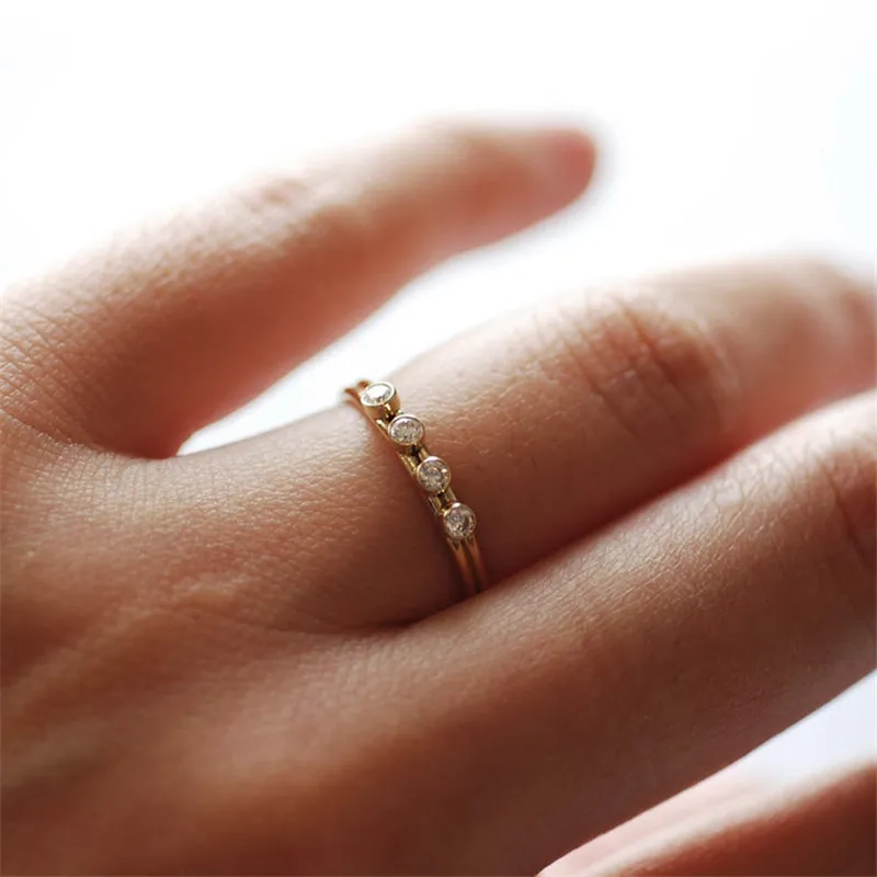14K Gold Filled Zircon Ring Gold Jewelry Boho Knuckle Anillos Mujer Minimalistic Stacking Bohemian