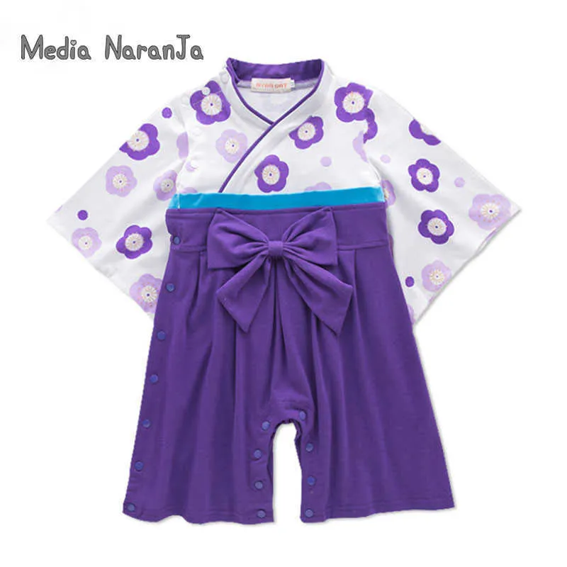 Kinder japanischer Kimono-Stil Baby Mädchen Jungen 5 Arten Kleinkind Kleinkind Baumwolle Overall Kleidung Kostüm 210816