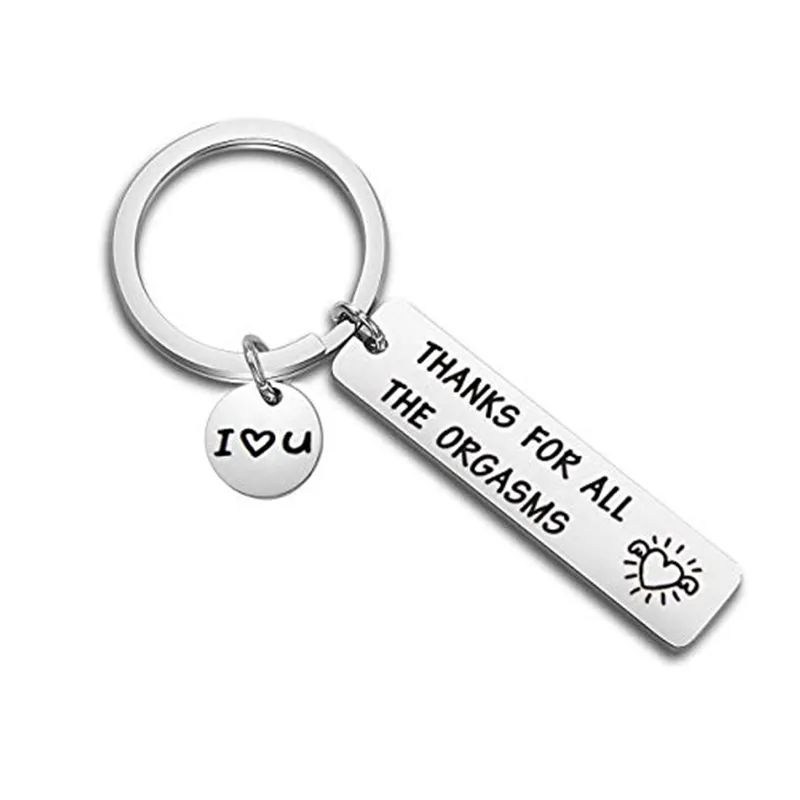 Custom Brelok Grawerowane Dziękujemy za wszystkie Orgasms Kocham cię Key Ring Para Brelok Biżuteria Prezenty Daj moim chłopakiem J0306