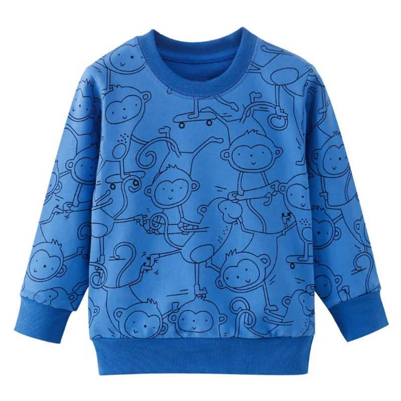 Jumping Meters Arrival Boys Sweaters for Autumn Spring Baby Cotton Clothes Animals Printed Top Dinosaurs Sweatshirts Boy 210529