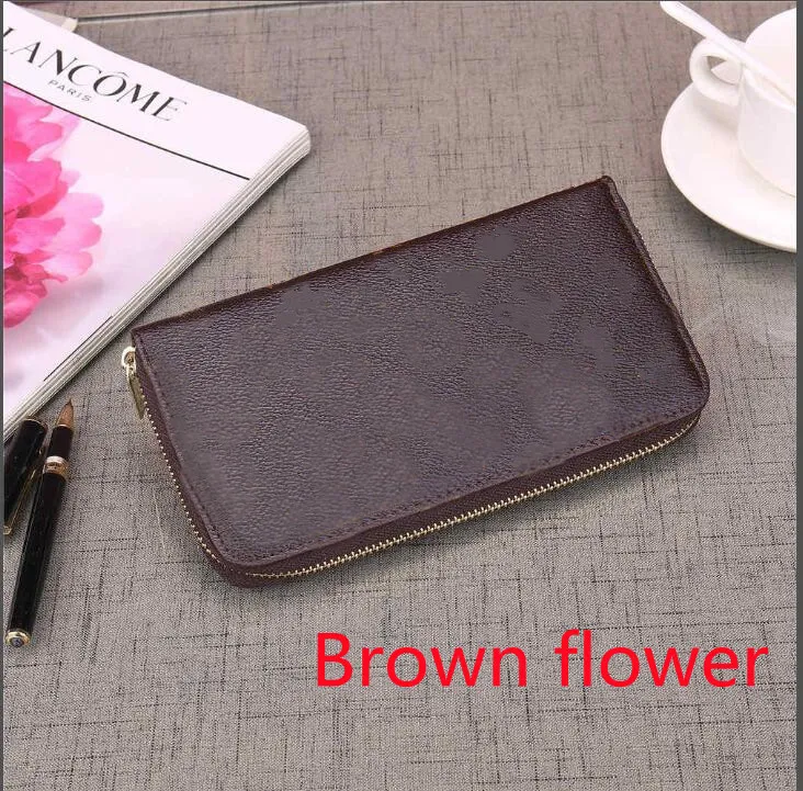 Old Flower Print Fashion Women Clutch Wallet Pu Leather Card Holders Single Zipper Wallet Lady Lady Long Classical Purse2093