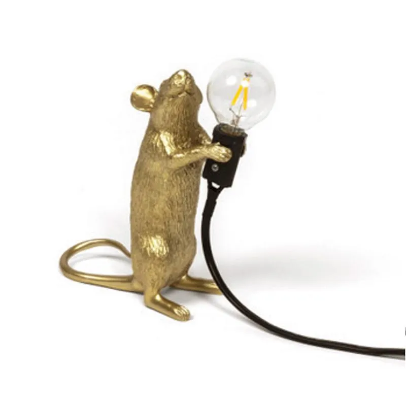 Lámparas de mesa E12 Lámpara de rata 110V 220V El dormitorio de escritorio de luz del mouse al lado de Art Deco Resin Animal LED con EE. UU. EU UK Au Plug308r
