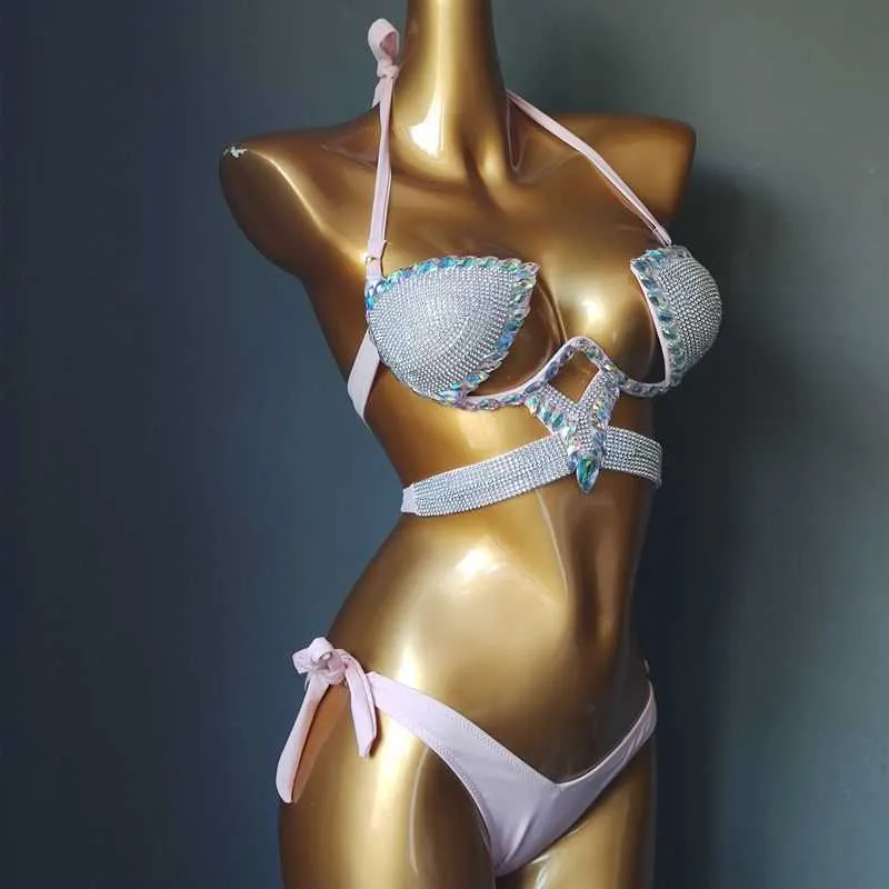 est kristall sten bikini badkläder diamant baddräkter Rhine Biquini Beachwear mode 210722