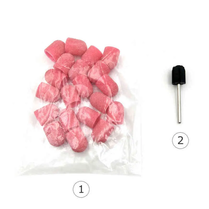 50 stks 10 * 15mm Plastic Base Pink Sanding Caps met Grip Pedicure Care Polijsten Zandblok Booraccessoires Voet Cuticle Tool 220209