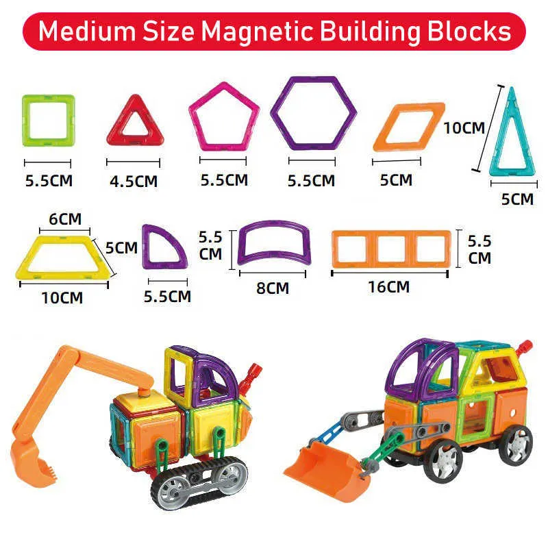 Magnétisme DIY Ingénierie Véhicule Camion Jouet Blocs de Construction Magnétiques Jouets Kit Éducatif ABS Aimant Designer Enfants pour Enfants Cadeau Q0723