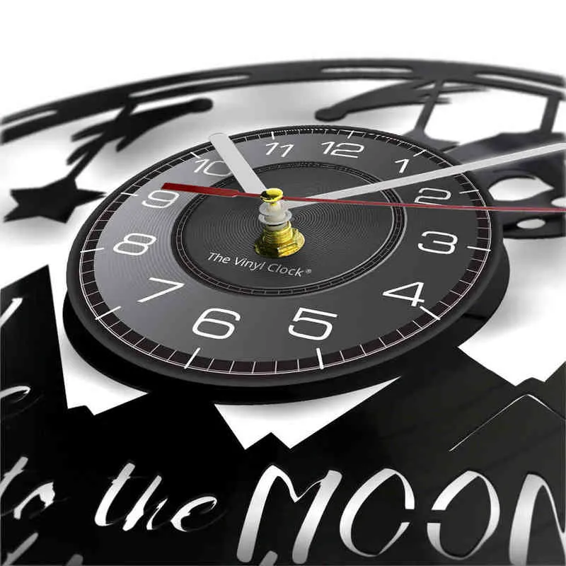 私はあなたを愛しています月と背中のインスピレーションな見積もりビニール記録時計の静かな動き壁掛けのレトロな時計家のwarmingギフトH1230