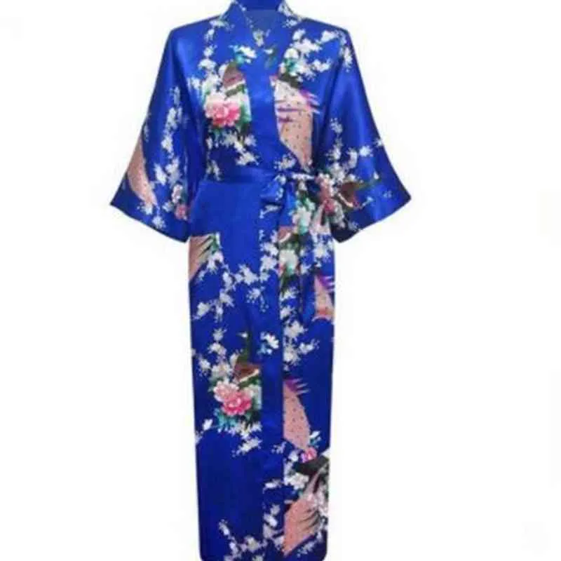 Grande taille XXXL femmes chinoises longue Robe imprimé fleur paon Kimono peignoir Robe mariée demoiselle d'honneur Robes de mariée Sexy vêtements de nuit