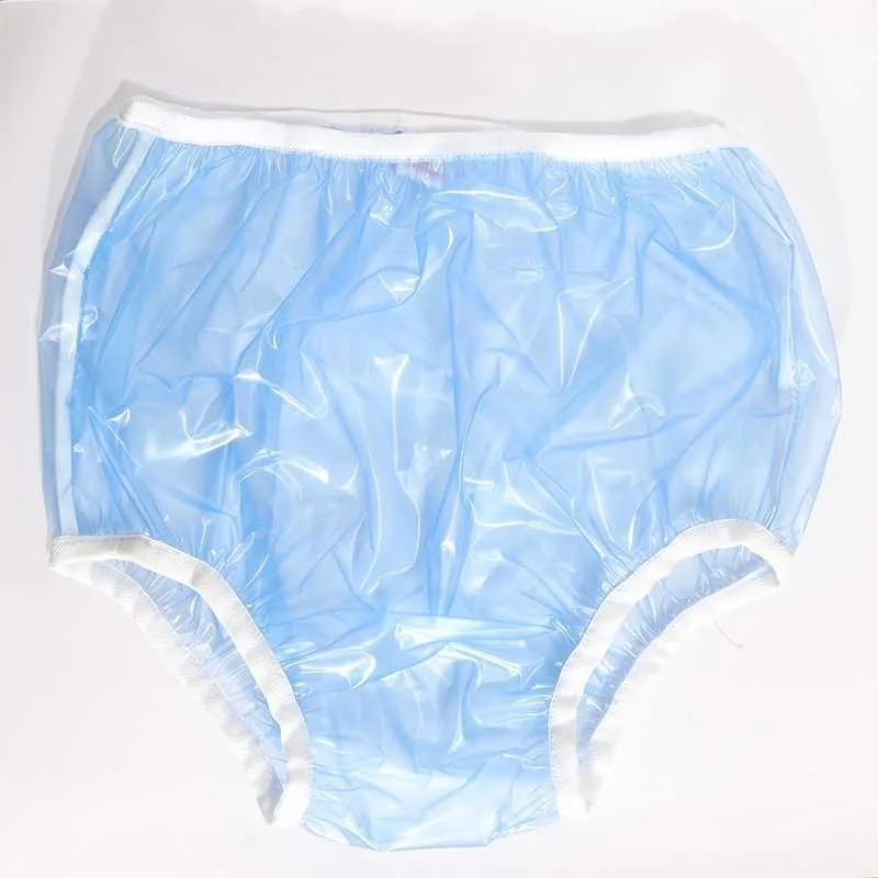 ABDL Couche-culotte adulte PVC Couches de bébé réutilisables Onesize Bas de bikini en plastique DDLG Adulte Bébé Nouveaux sous-vêtements Couches bleues H0830