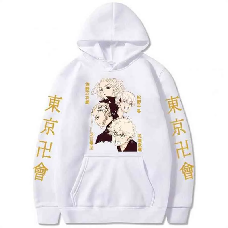 Anime Tokyo Revengers Printed Hoodies Hip Hop Sweatshirts Harajuku Long Sleeve Pullover Loose Print Streetwear for Men and Women H1227