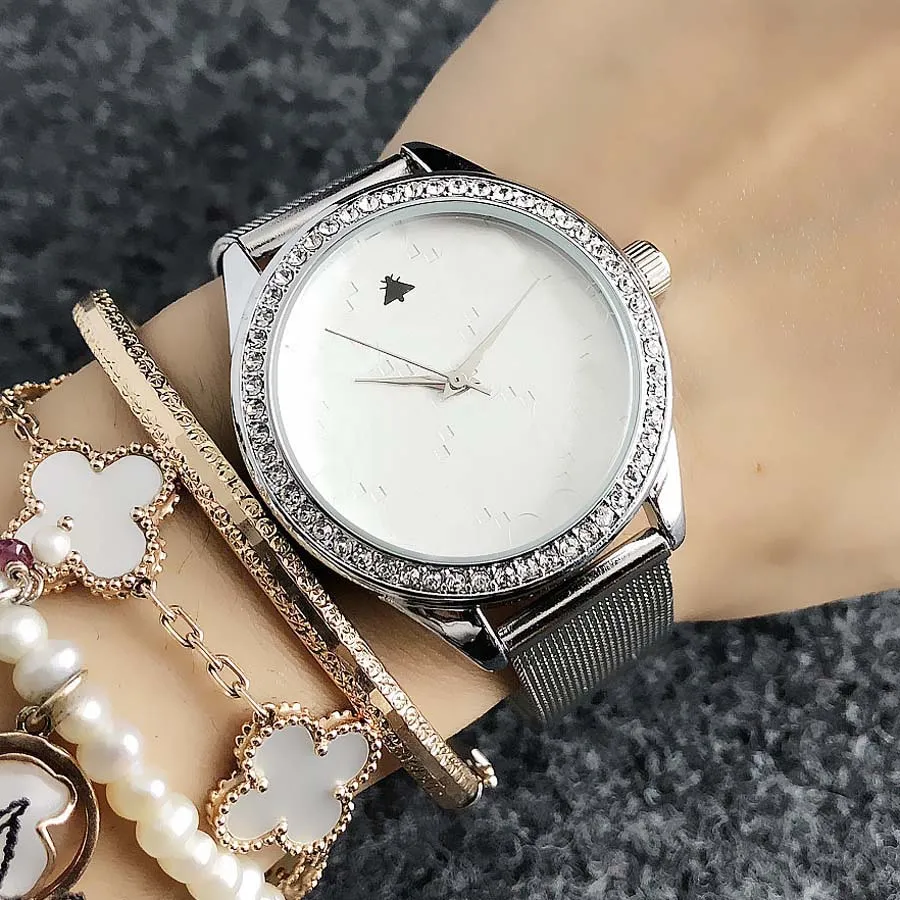 Popular Casual Top Brand quartz wrist Watch for Women Girl with metal steel band Watches G56281S