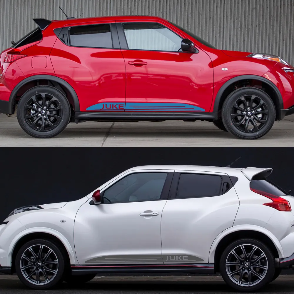 2 pezzi Nissan JUKE NISMO Adesivi gonna porta auto Entrambi i lati Racing Sport Impermeabile Auto Body Styling Accessori auto tuning237c