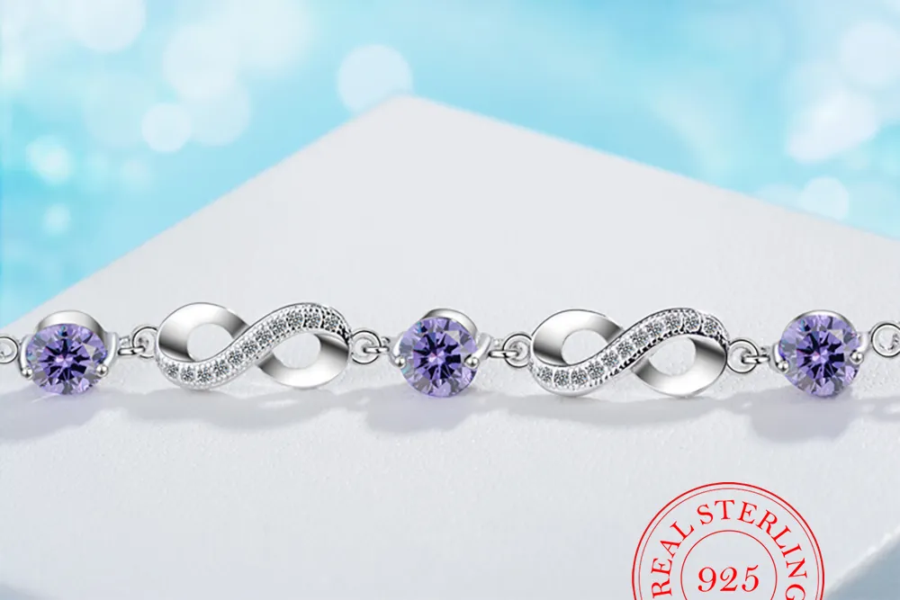 Authentique 925 argent Sterling amour sans fin infini chaîne lien réglable femmes Bracelet de luxe bijoux en argent SCB0372338417