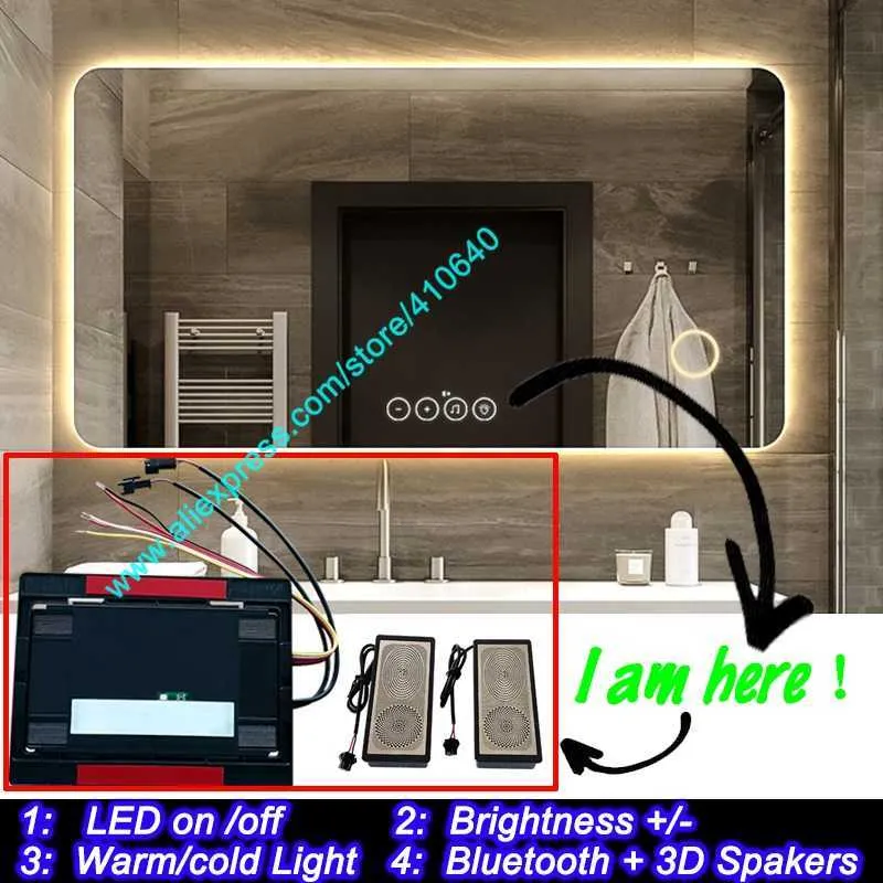 K3030B Bluetooth-kompatibelt för hem eller hotell badrum tvättstuga skåp berör sensor switch panel med ljusstyrka kallt varmt lampan byte
