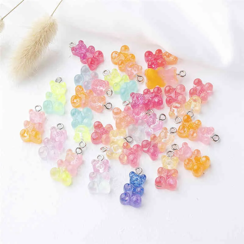 YEYULIN 100 pièces bonbons ours mignon résine breloques bricolage Patch résultats gommeux boucles d'oreilles porte-clés collier pendentif bijoux décor accessoire