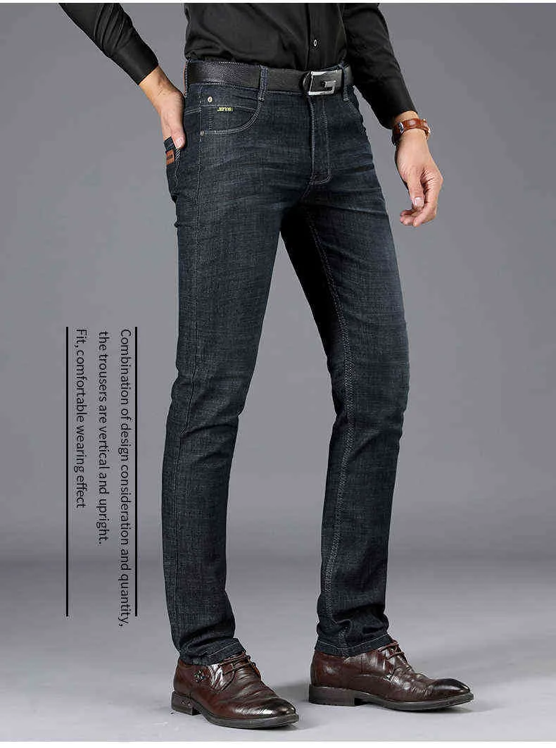 Sulee Märke Jeans Exklusiv design Berömd Casual Denim Män Rak Slim Middle Waist Stretch Vaqueros Hombre 211111