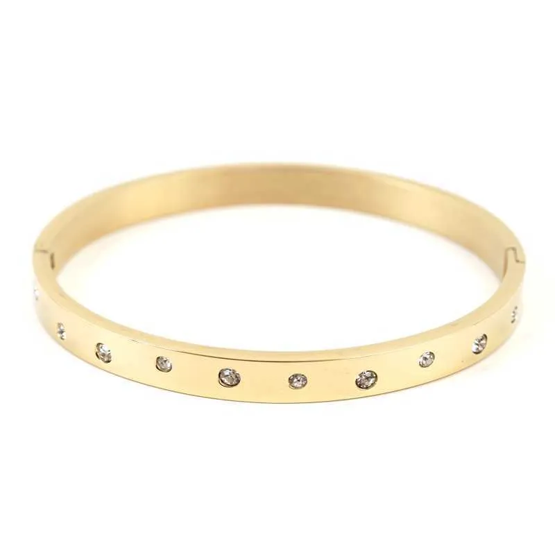 Luxury Golden Women Bracelet Stainless Steel Love Bangles for Men Female Crystal Wedding Couple Jewelry Gifts Q0719