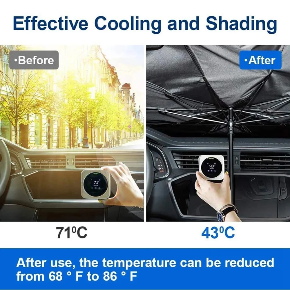 Foldable Car Sun Umbrella Interior Windshield Sunshade Cover Front Window UV Protection Shade Curtain Parasol Auto Accessories