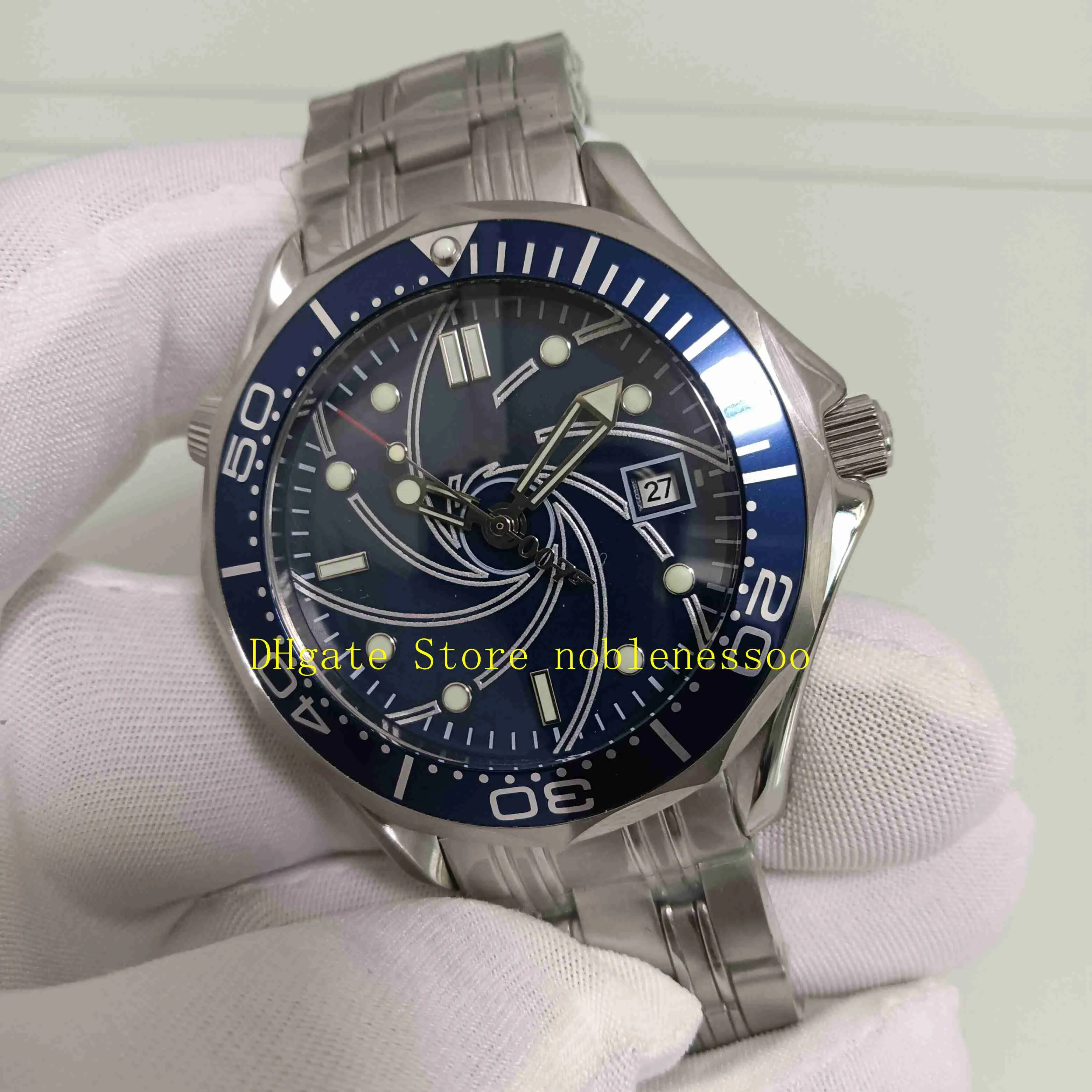 Real Po Men's James Bond 007 Automatyczne zegarek Men Blue Tarce Casino ze stali nierdzewnej Royale Limited Edition 41 mm bransoletka MEC2512