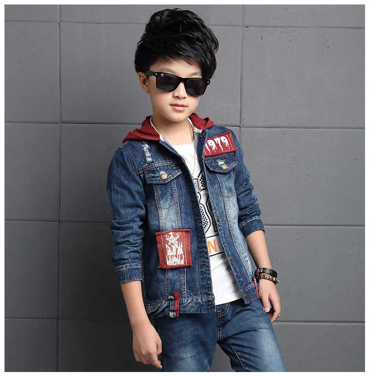 Boys Jacket & Jeans Denim Clothing Set Boy Outerwear Blue 3 4 6 8 10 12 Year Old Kid Clothes OKS195008 211025
