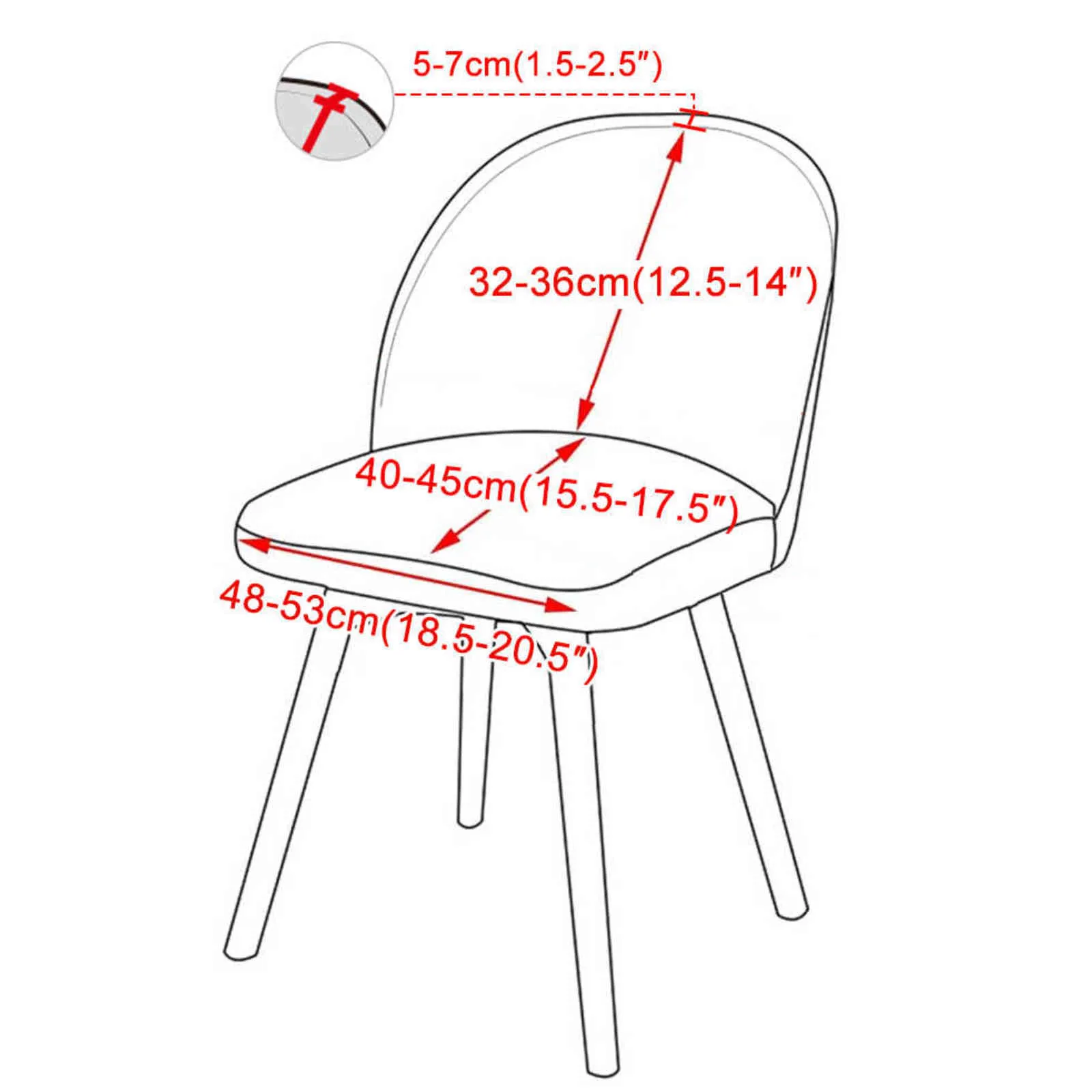 Tela de terciopelo Tamaño pequeño Cubierta de silla de pico de pato Respaldo curvo elástico grueso para comedor Oficina de boda Banquete 211116