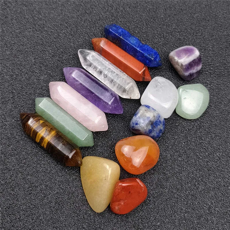 7 Chakra Energy Stone Healing Stone Mors Daggåva Set Meditation Stone Yoga Amulet Presentförpackning Heminredning Tillbehör 210811