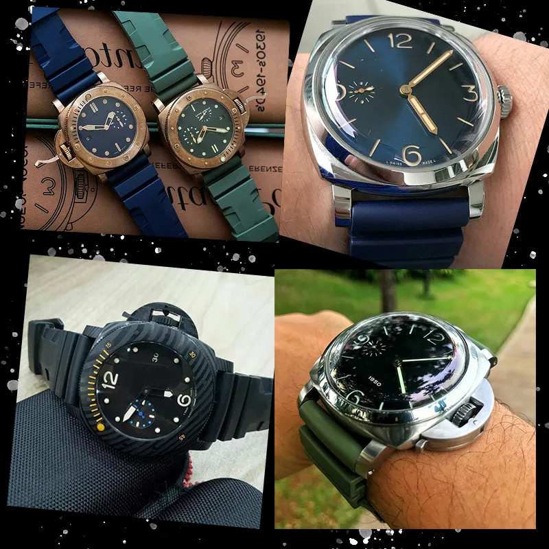 Correa de reloj de 26mm para Panerai sumergible PAM 441 359, correa de goma de silicona suave para hombre, accesorios, pulsera 250j273n