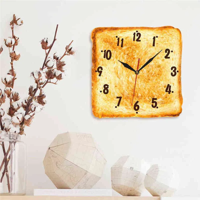 Запеченный хлеб современные настенные часы 30 см аналоговые настенные часы украшения квадратные настенные часы для хлебобулочных магазинов ресторан дома кухня H1230