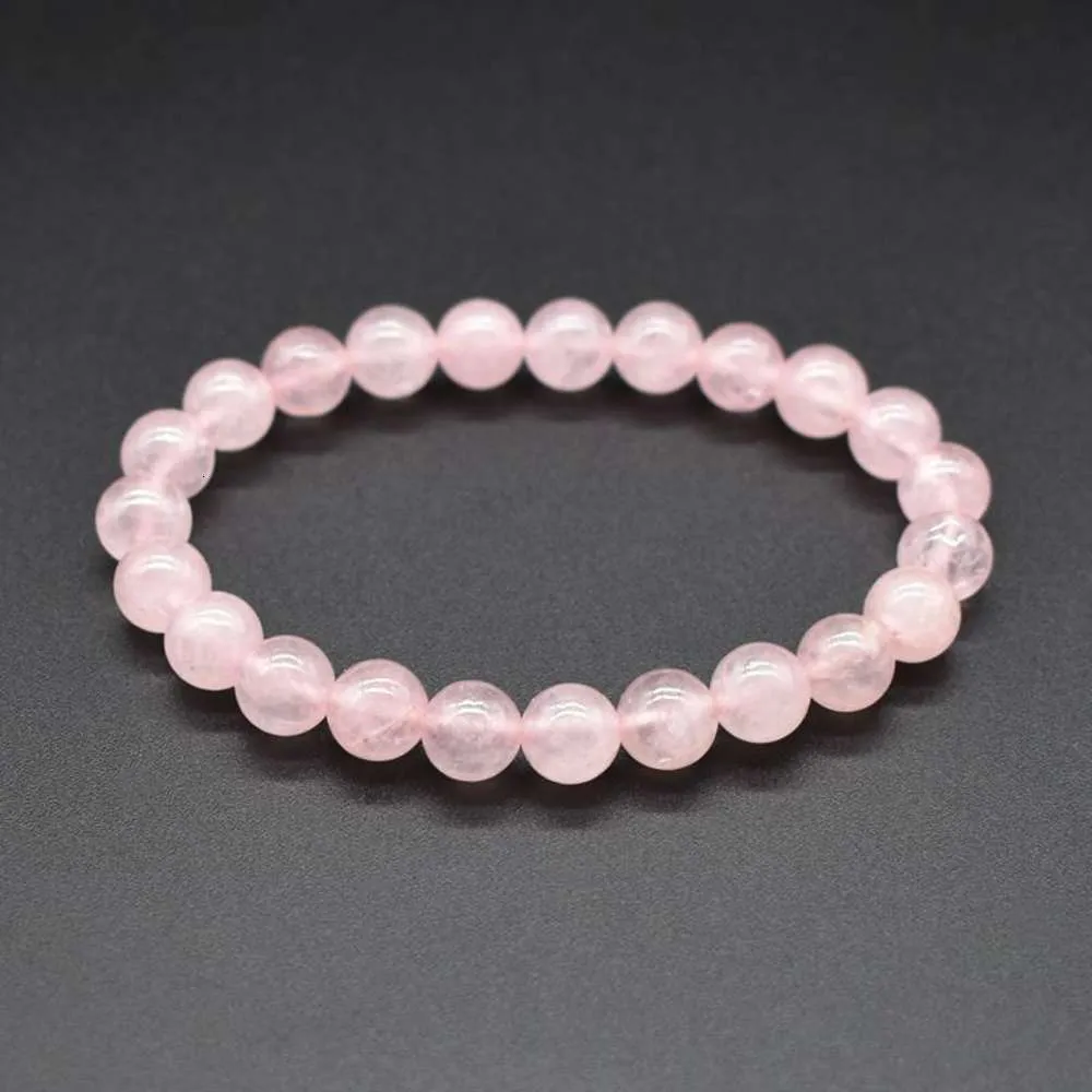 6 8 10 мм розовая розовая порошка хрустальный кварц натуральный каменный браслет эластичный импульсный ювелирные изделия6320574