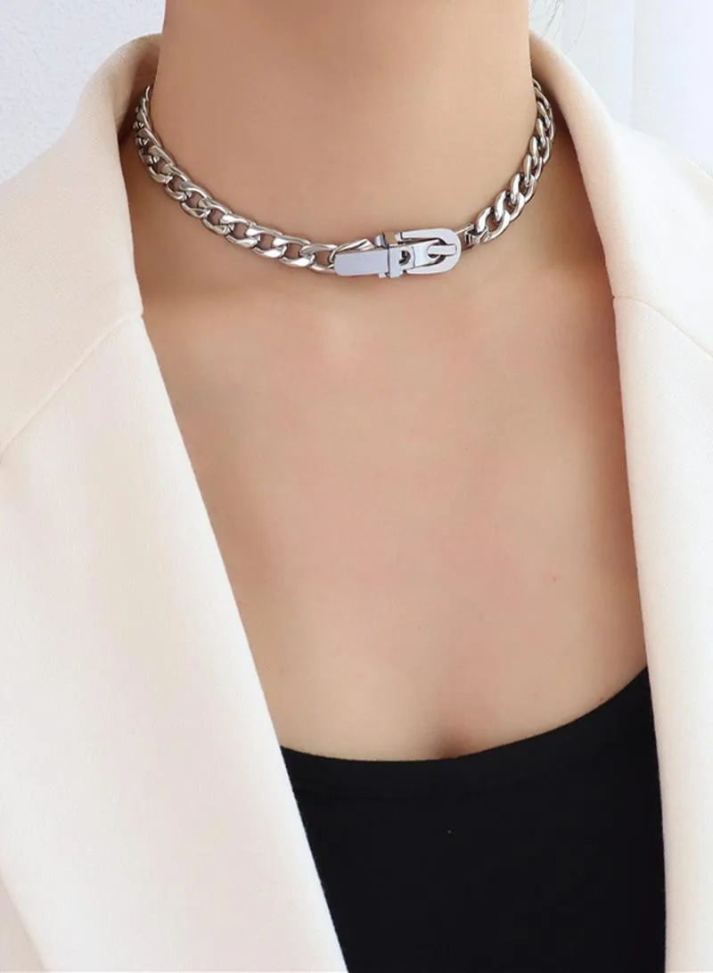 Chokers Timeless Wonder Titanium Belt Burvade kedjor Choker Halsband Kvinnesmycken Set Designer Gothic Boho Ins Fancy Egirl 7583357T