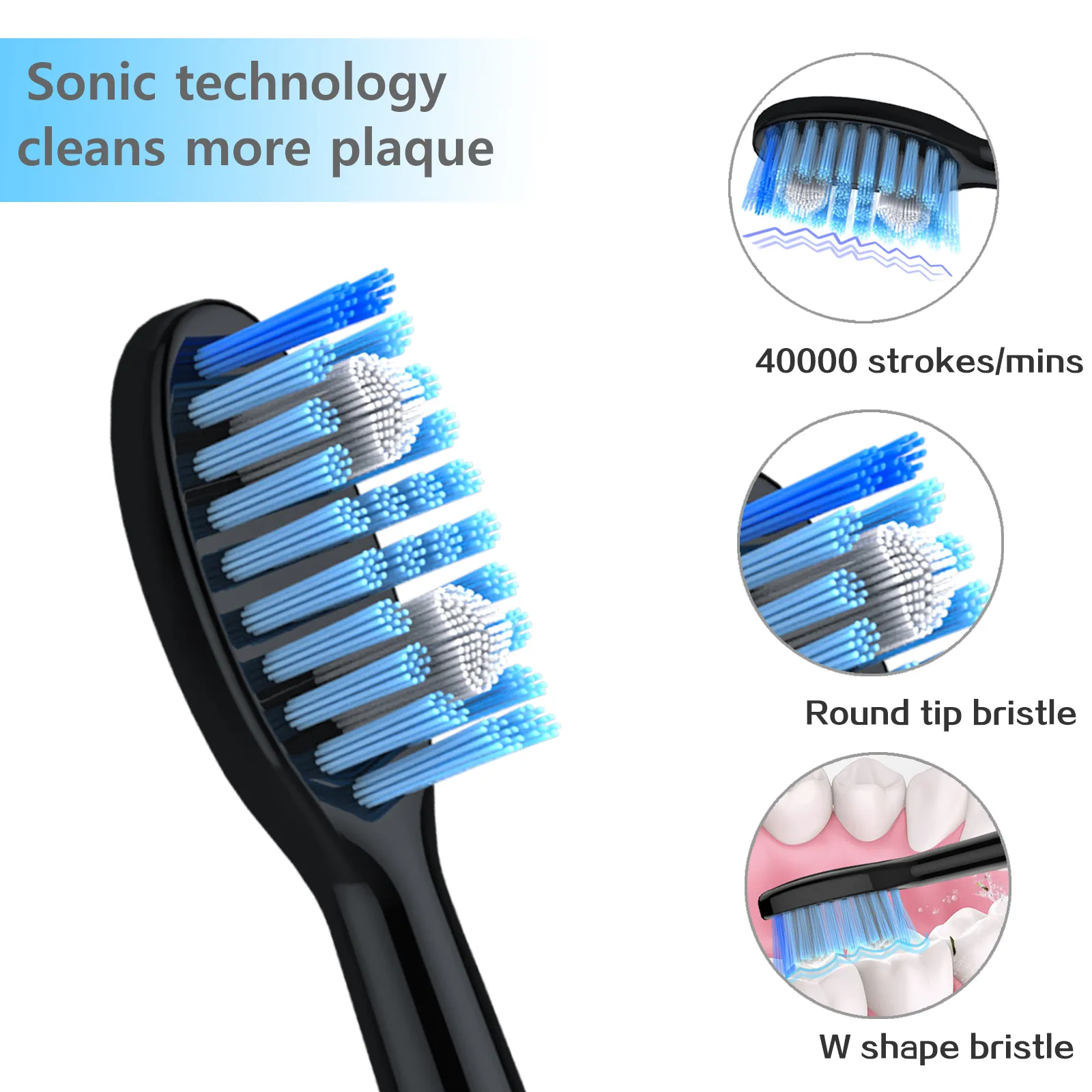 Lachen Double Electric Toothbrush H9 Timer adulto 5 Modo USB dente recarregável 10 escova de reposição 2 cabeças de travle 210373675836101051