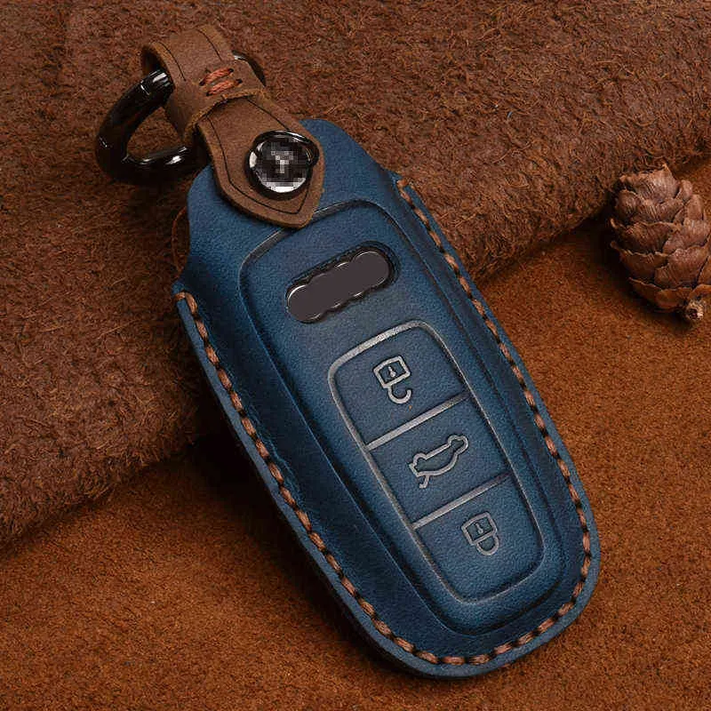 Leather Car Key Cover Case for Audi A6 A7 A8 Q8 Etron C8 D5 A8L A6L 2018 2019 2020 Cover Accessories Car Key Protection2755935