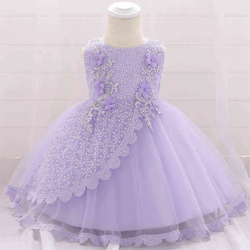 Newborn Child Baptism 1 Year Baby Girl Beading Lace Sequined Tulle Christening Princess Toddler Birthday Party Ball Gown Dress G1129