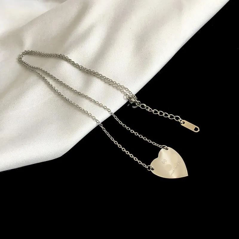 Lyxig hjärta halsband kvinna rostfritt stål par guldkedja hängsmycken på nackgåvan till flickvän tillbehör hela222q