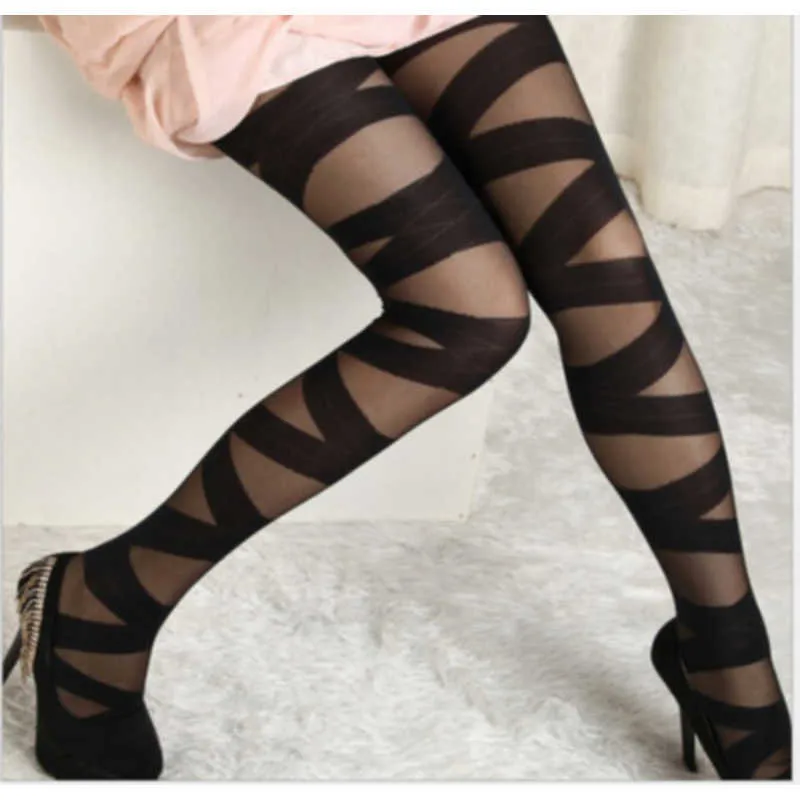 New Sexy Skinny Women Calze Moda Goth Rocker Cross Bandage Cinghie Pantaloni Collant Collant Calze Drop ship all'ingrosso X0521