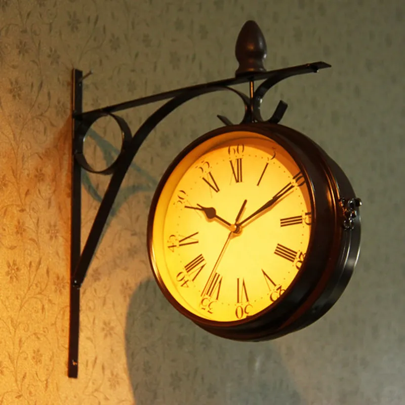 Double Side Wall Clock Creative Furniture and Household Items Vintage Clocks Delicate Design