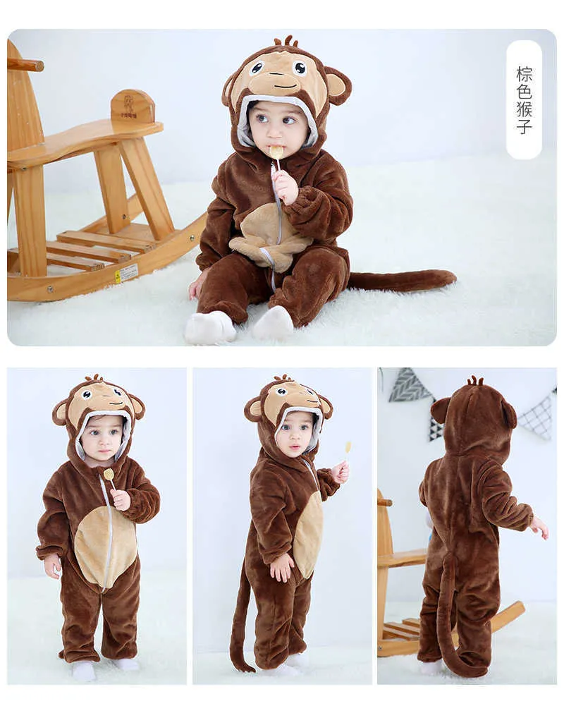 Born Baby Pagliaccetti Kigurumi Boy Girls Pigiama Animale Cartoon Pagliaccetto Con cappuccio Pigiama Leone Scimmia Costumi Bambino Vestiti Cosplay 21082942019