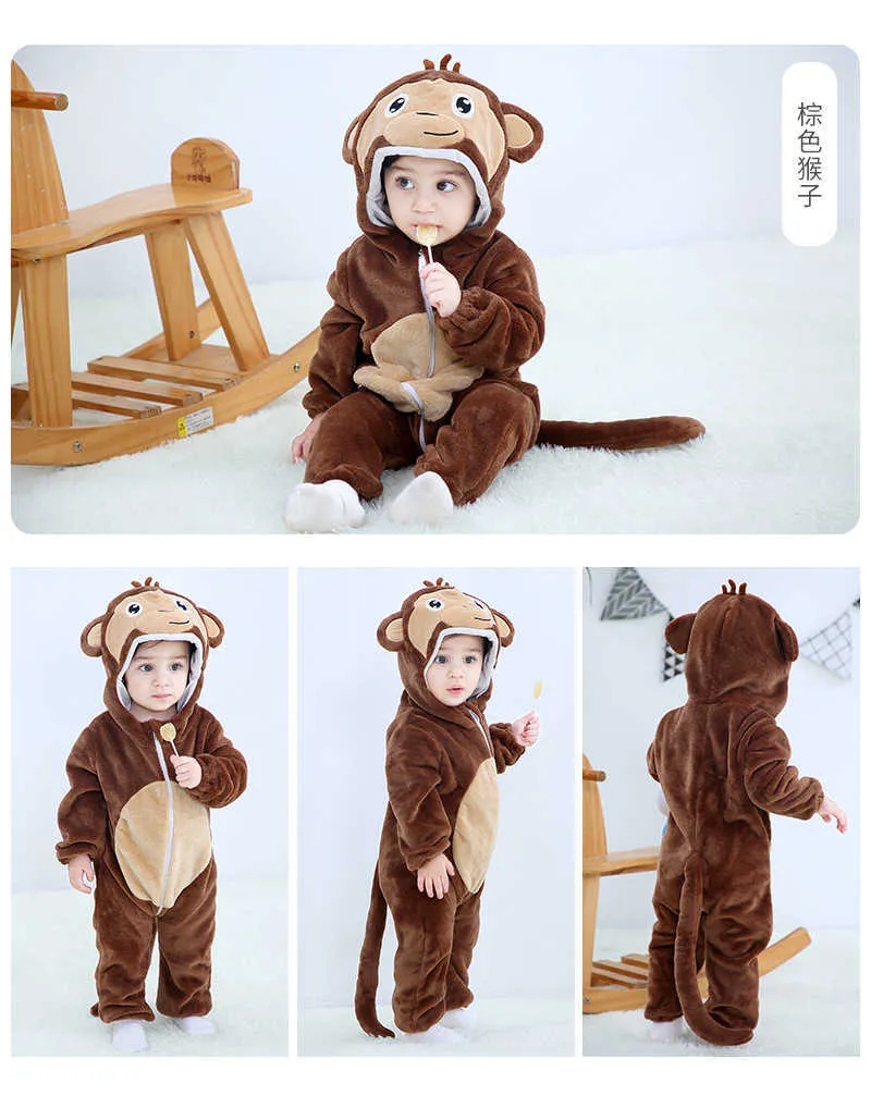 Född baby Rompers Kigurumi Boy Girls Pyjamas Animal Cartoon Romper Hooded Pyjama Lion Monkey Costumes Toddler Cosplay Clothes 21084096349
