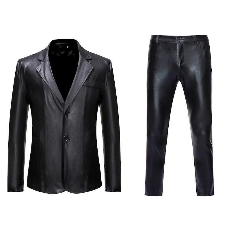 Men's Shiny Gold Suits Blazer+Pants Terno Masculino Fashion Party DJ Club Dress Tuxedo Suit Men Stage Singer Clothes X0909