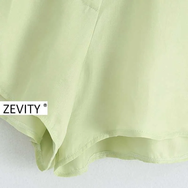 Zevity women fashion candy color casual Bermuda Shorts ladies summer chic elastic waist shorts pantalone cortos P887 210603