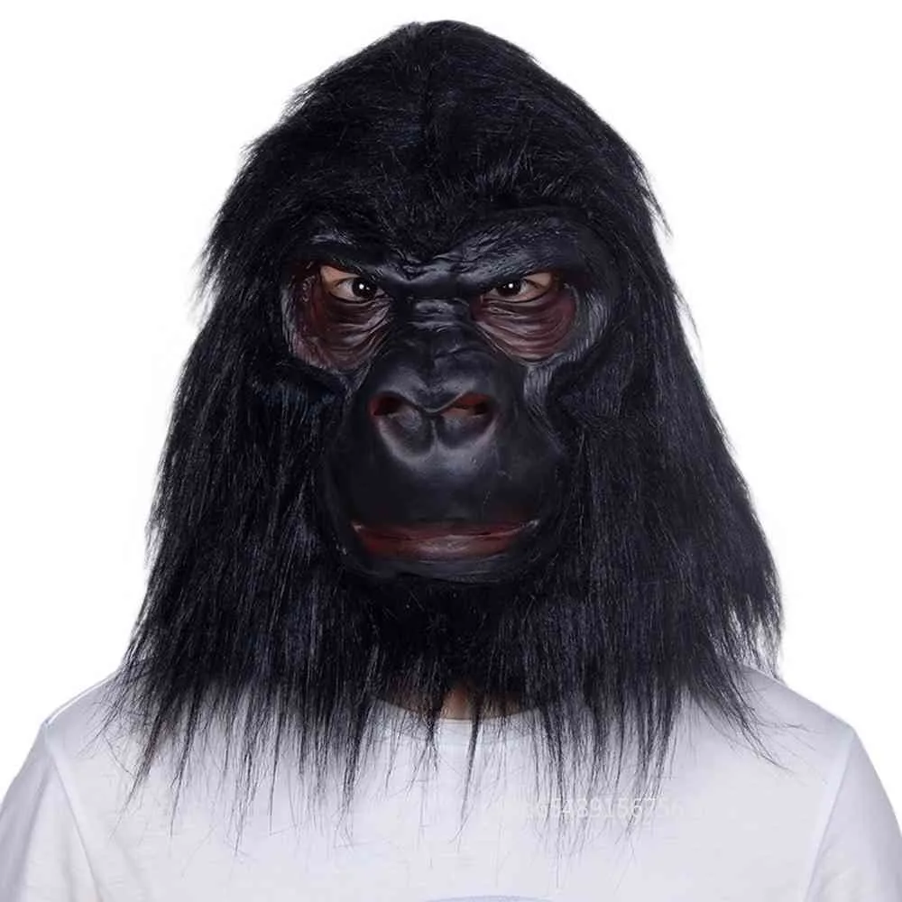 Halloween Gorilla Adulto Full Rosto Engraçado Animal Látex Máscara de Horror Macaco Carnaval Carnaval Party Cosplay Adereços