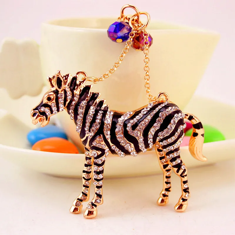 Animal Zebra Horse key Chain chain key -key -keychain accessories rhinestone ergel merip oil il s keyring keyring holder fashion women b2650