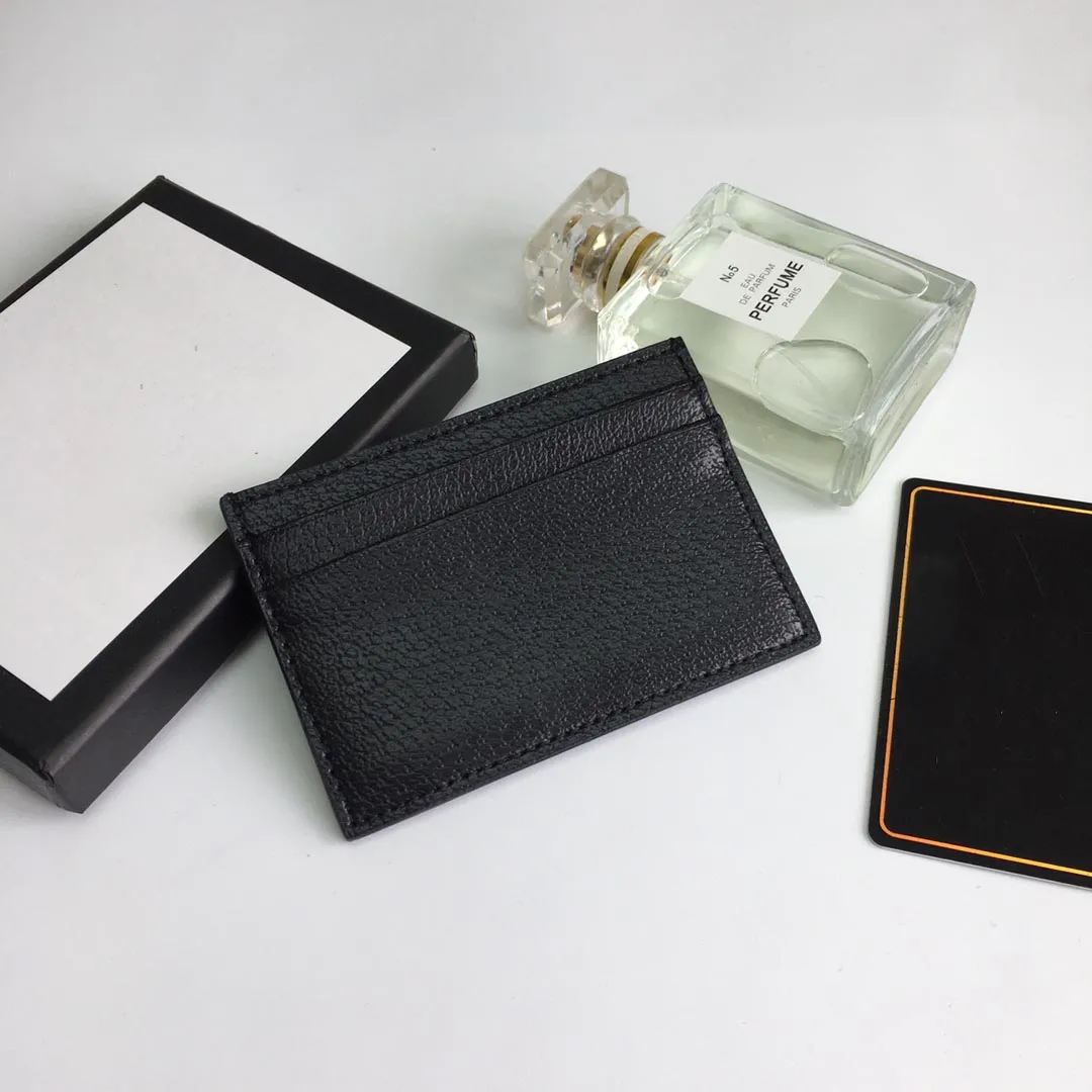Hela mode svarta kortinnehavare kvinna kreditkort plånbok män designer ren färg sten kisel läder lyx med box2556