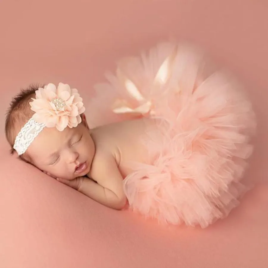 Pluizige Tutu Set Baby Gele Tutu Rok met Hoofdband Cake Smash Outfit Pasgeboren Foto Props Baby Prinses kleding5863450