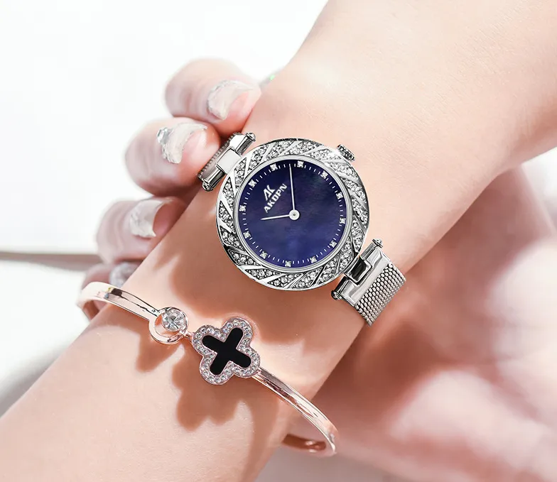 Diamond Goddess Светящиеся кварцевые женские часы с сетчатым ремнем Износостойкие женские наручные часы Nature Beauty Light Роскошная мода AKDP277y